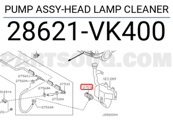 Nissan 28621VK400 PUMP ASSY-HEAD LAMP CLEANER