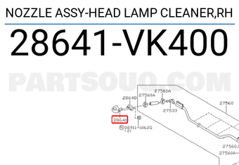 Nissan 28641VK400 NOZZLE ASSY-HEAD LAMP CLEANER,RH