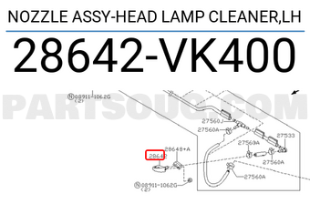 Nissan 28642VK400 NOZZLE ASSY-HEAD LAMP CLEANER,LH