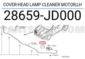 Nissan 28659JD000 COVER-HEAD LAMP CLEANER MOTOR,LH