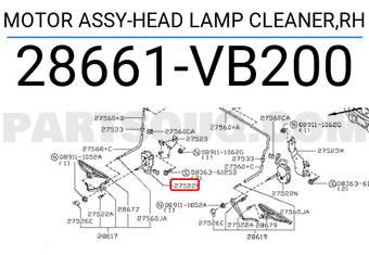 Nissan 28661VB200 MOTOR ASSY-HEAD LAMP CLEANER,RH