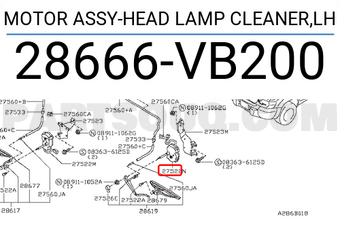 Nissan 28666VB200 MOTOR ASSY-HEAD LAMP CLEANER,LH