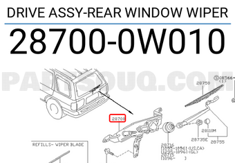 Nissan 287000W010 DRIVE ASSY-REAR WINDOW WIPER