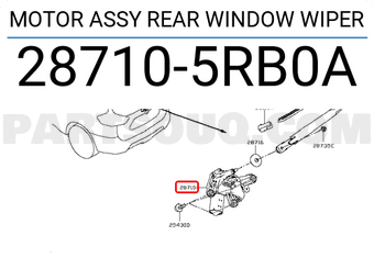 Nissan 287105RB0A MOTOR ASSY REAR WINDOW WIPER
