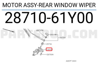 Nissan 2871061Y00 MOTOR ASSY-REAR WINDOW WIPER