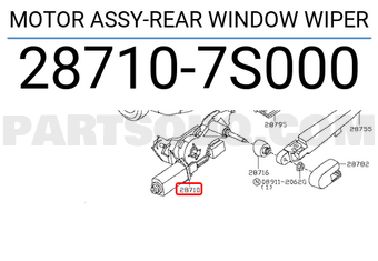 Nissan 287107S000 MOTOR ASSY-REAR WINDOW WIPER