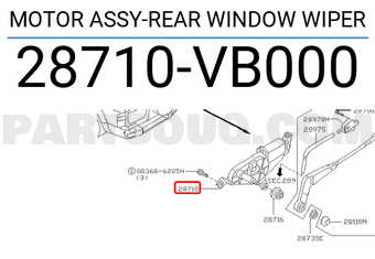 Nissan 28710VB000 MOTOR ASSY-REAR WINDOW WIPER
