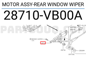 Nissan 28710VB00A MOTOR ASSY-REAR WINDOW WIPER