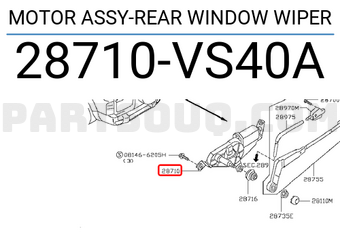 Nissan 28710VS40A MOTOR ASSY-REAR WINDOW WIPER
