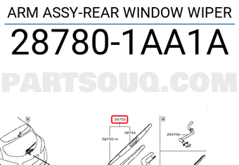 Nissan 287801AA1A ARM ASSY-REAR WINDOW WIPER