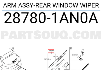 Nissan 287801AN0A ARM ASSY-REAR WINDOW WIPER