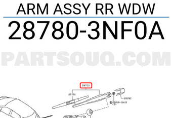 Nissan 287803NF0A ARM ASSY RR WDW