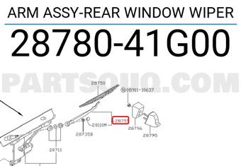 Nissan 2878041G00 ARM ASSY-REAR WINDOW WIPER