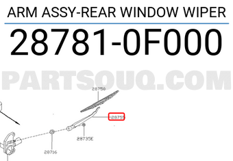 Nissan 287810F000 ARM ASSY-REAR WINDOW WIPER
