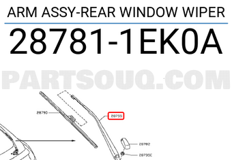 Nissan 287811EK0A ARM ASSY-REAR WINDOW WIPER