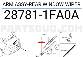Nissan 287811FA0A ARM ASSY-REAR WINDOW WIPER