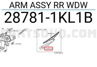 Nissan 287811KL1B ARM ASSY RR WDW