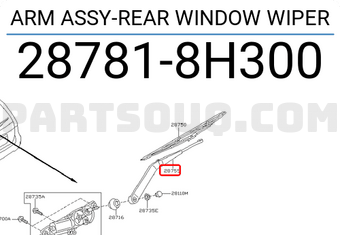 Nissan 287818H300 ARM ASSY-REAR WINDOW WIPER