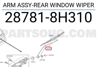 Nissan 287818H310 ARM ASSY-REAR WINDOW WIPER