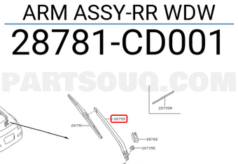 Nissan 28781CD001 ARM ASSY-RR WDW
