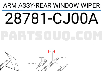 Nissan 28781CJ00A ARM ASSY-REAR WINDOW WIPER