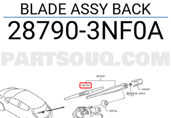 Nissan 287903NF0A BLADE ASSY BACK