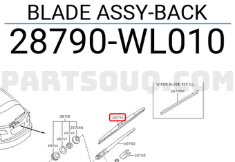 Nissan 28790WL010 BLADE ASSY-BACK