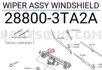 Nissan 288003TA2A WIPER ASSY WINDSHIELD