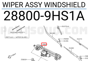 Nissan 288009HS1A WIPER ASSY WINDSHIELD