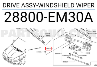 Nissan 28800EM30A DRIVE ASSY-WINDSHIELD WIPER