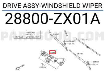 Nissan 28800ZX01A DRIVE ASSY-WINDSHIELD WIPER