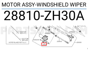Nissan 28810ZH30A MOTOR ASSY-WINDSHIELD WIPER