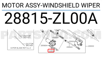 Nissan 28815ZL00A MOTOR ASSY-WINDSHIELD WIPER