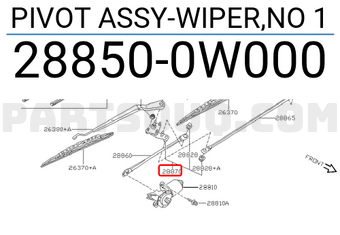 Nissan 288500W000 PIVOT ASSY-WIPER,NO 1