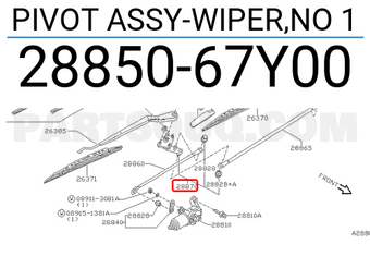 Nissan 2885067Y00 PIVOT ASSY-WIPER,NO 1