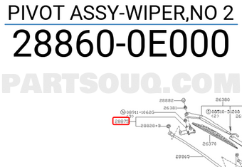 Nissan 288600E000 PIVOT ASSY-WIPER,NO 2