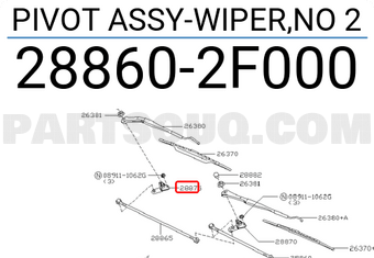 Nissan 288602F000 PIVOT ASSY-WIPER,NO 2