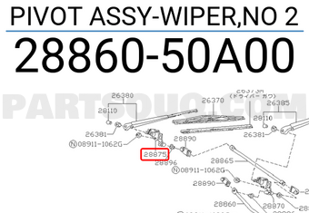 Nissan 2886050A00 PIVOT ASSY-WIPER,NO 2