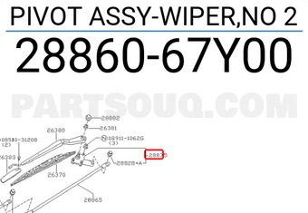 Nissan 2886067Y00 PIVOT ASSY-WIPER,NO 2