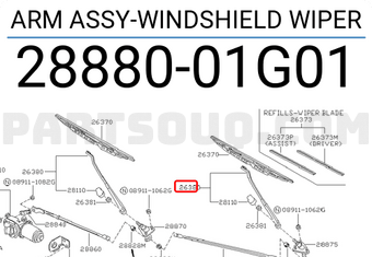 Nissan 2888001G01 ARM ASSY-WINDSHIELD WIPER