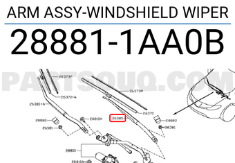 Nissan 288811AA0B ARM ASSY-WINDSHIELD WIPER