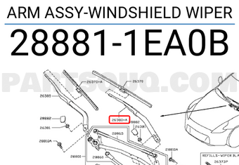 Nissan 288811EA0B ARM ASSY-WINDSHIELD WIPER