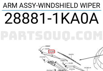 Nissan 288811KA0A ARM ASSY-WINDSHIELD WIPER