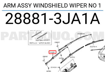 Nissan 288813JA1A ARM ASSY WINDSHIELD WIPER NO 1