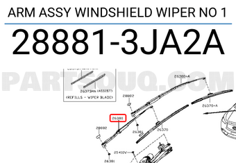 Nissan 288813JA2A ARM ASSY WINDSHIELD WIPER NO 1