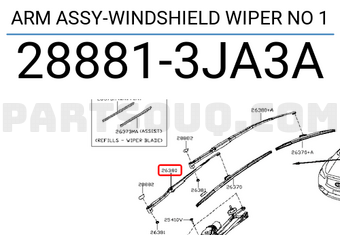 Nissan 288813JA3A ARM ASSY-WINDSHIELD WIPER NO 1