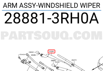 Nissan 288813RH0A ARM ASSY-WINDSHIELD WIPER