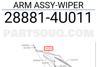 Nissan 288814U011 ARM ASSY-WIPER