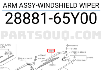 Nissan 2888165Y00 ARM ASSY-WINDSHIELD WIPER