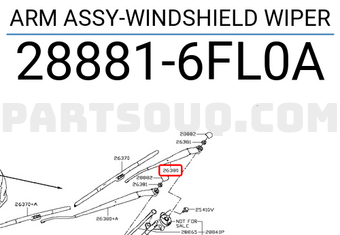 Nissan 288816FL0A ARM ASSY-WINDSHIELD WIPER